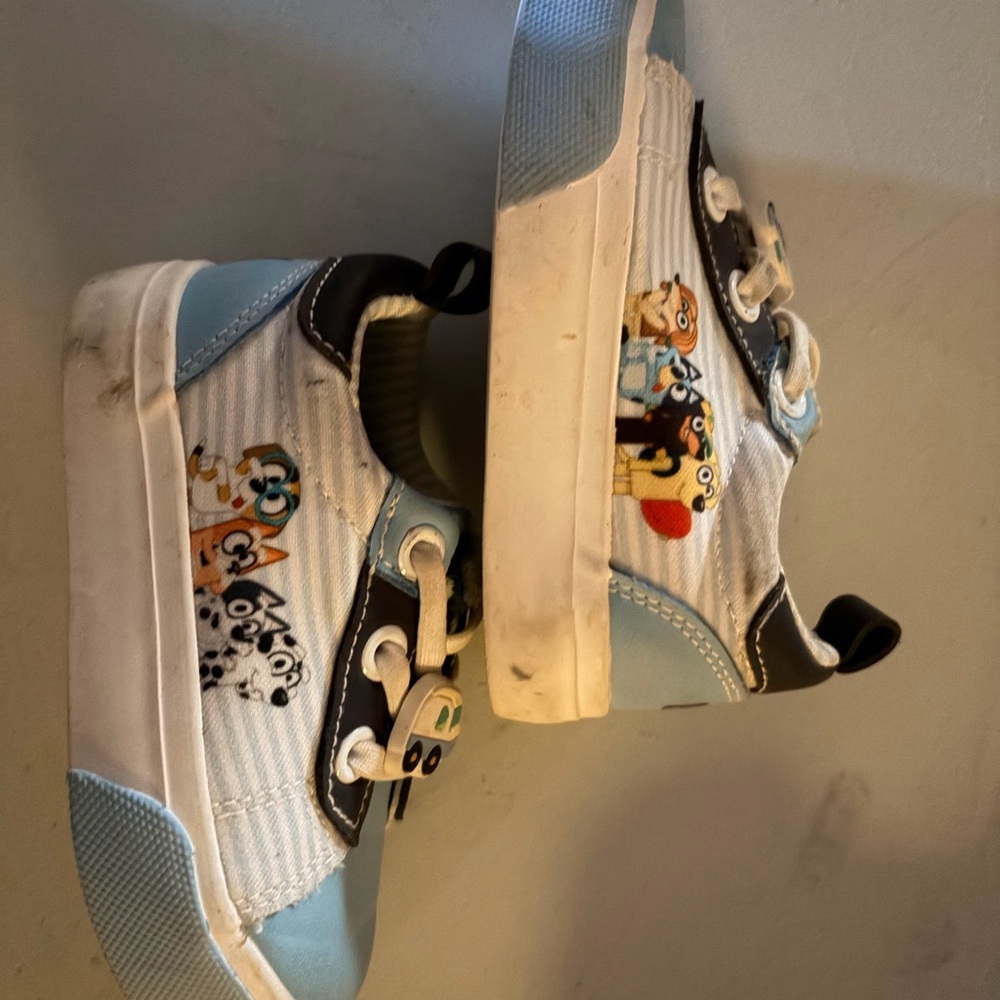 Playful Cartoon Kids Sneakers - Light Blue and White